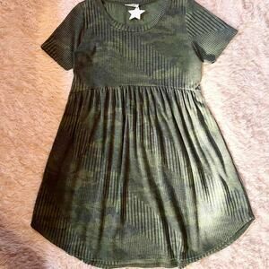 Green‎ Camo Utility Southern Rustic Americana Grunge Punk Rugged Babydoll Dress